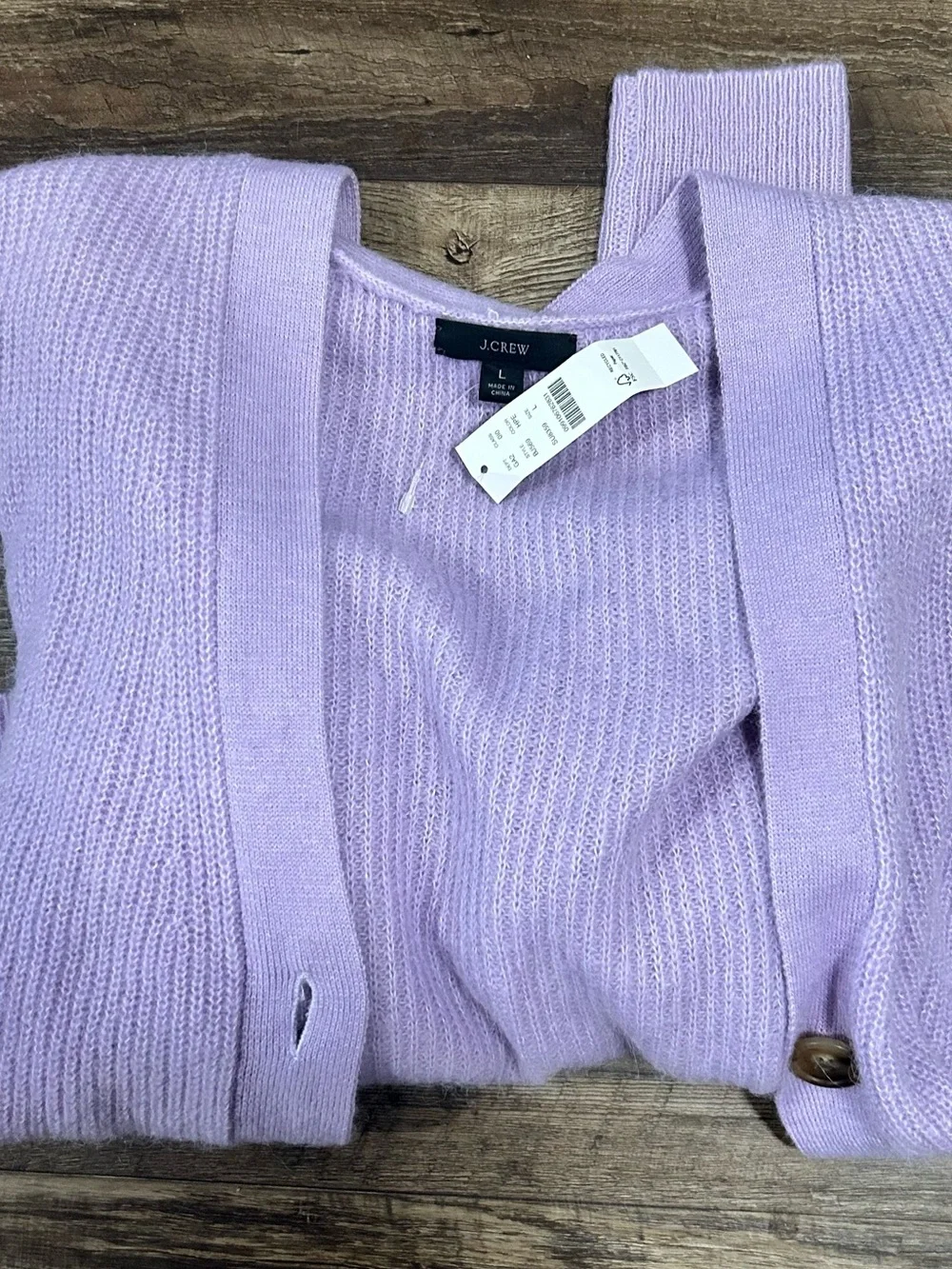 J. Crew Ribbed Lavender V-Neck Button Cardigan Sweater